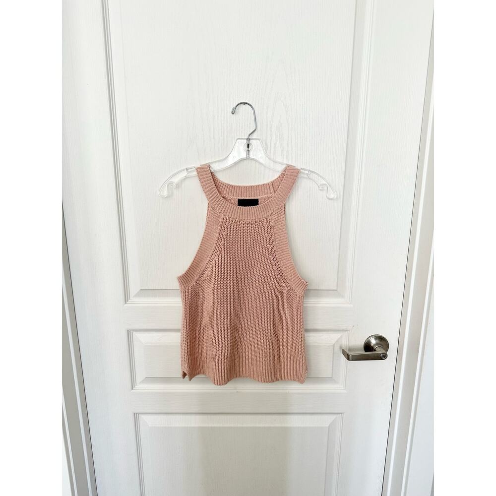 Intermix Rivington High Neck Knit Cami Halter Sweater Tank Blush Small - Picture 4 of 11